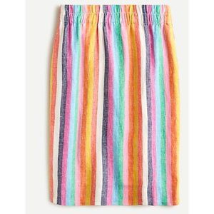 J. Crew Pull-on linen skirt in rainbow stripe Medium